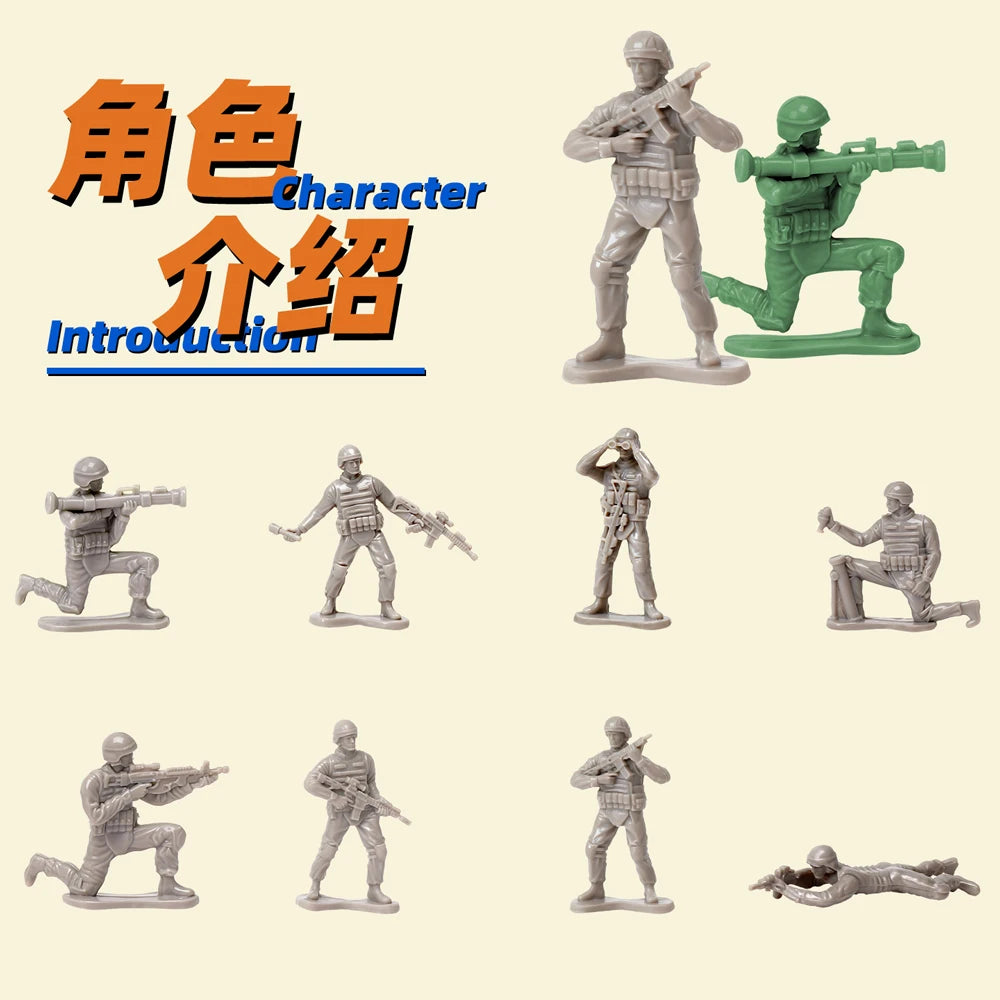 ViiKONDO Army Men Toy Military Adventure Playset Armored Forces Battlefield Tank Warship Soldier Figure Fun Wargame Colorful Box