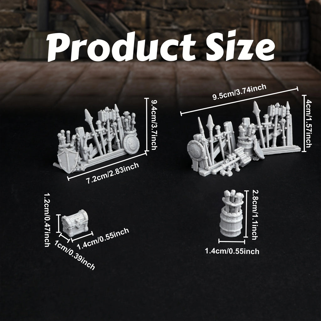 4pcs RPG Miniature Dungeon Equipment Rack for Tabletop Role-Playing Games - Excellent Additions for TTRPG Adventure