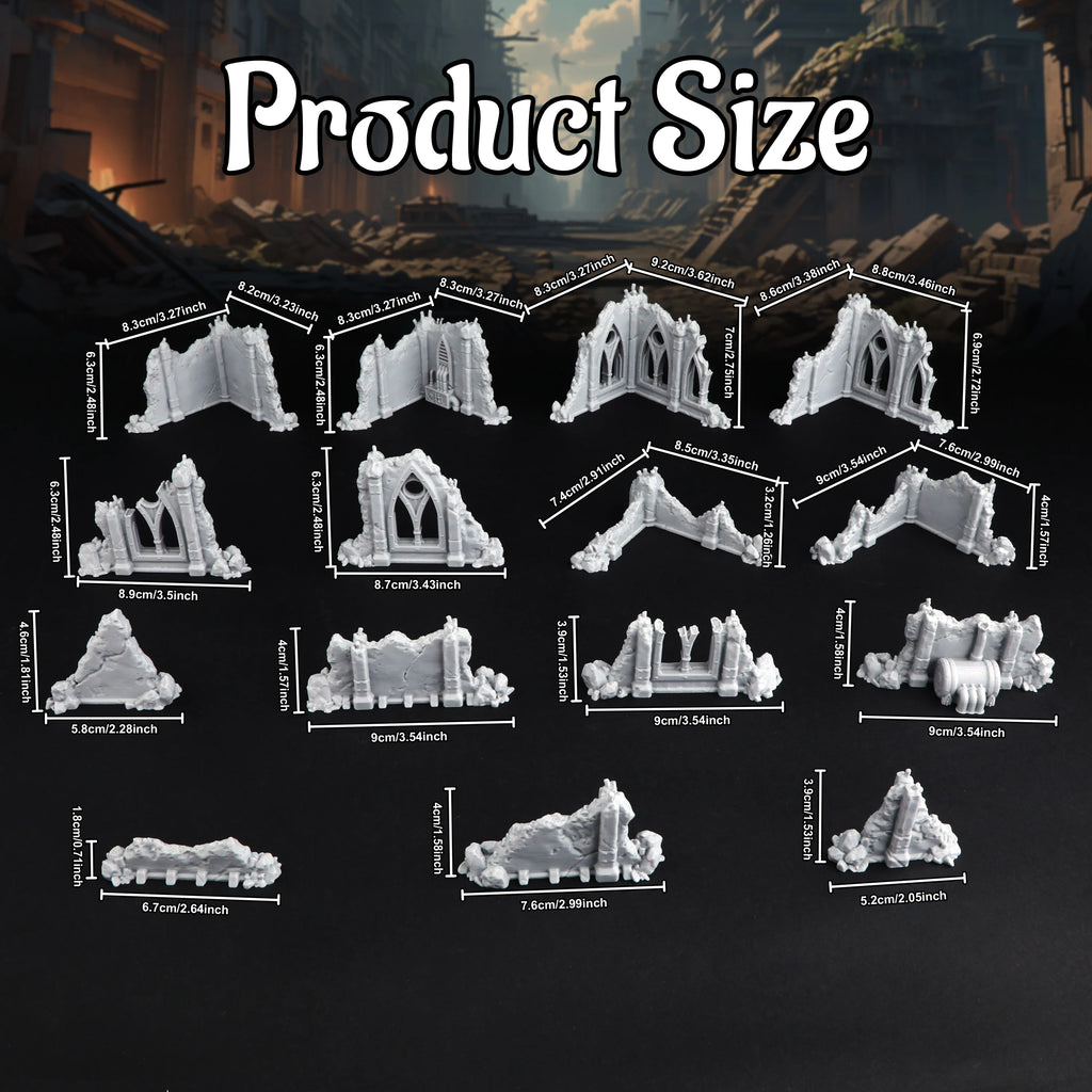 Sci-Fi Ruins of the Empire Terrain Set for 25-28mm Miniatures - Battlefield Ruins for Tabletop TTRPG Role-Playing Games