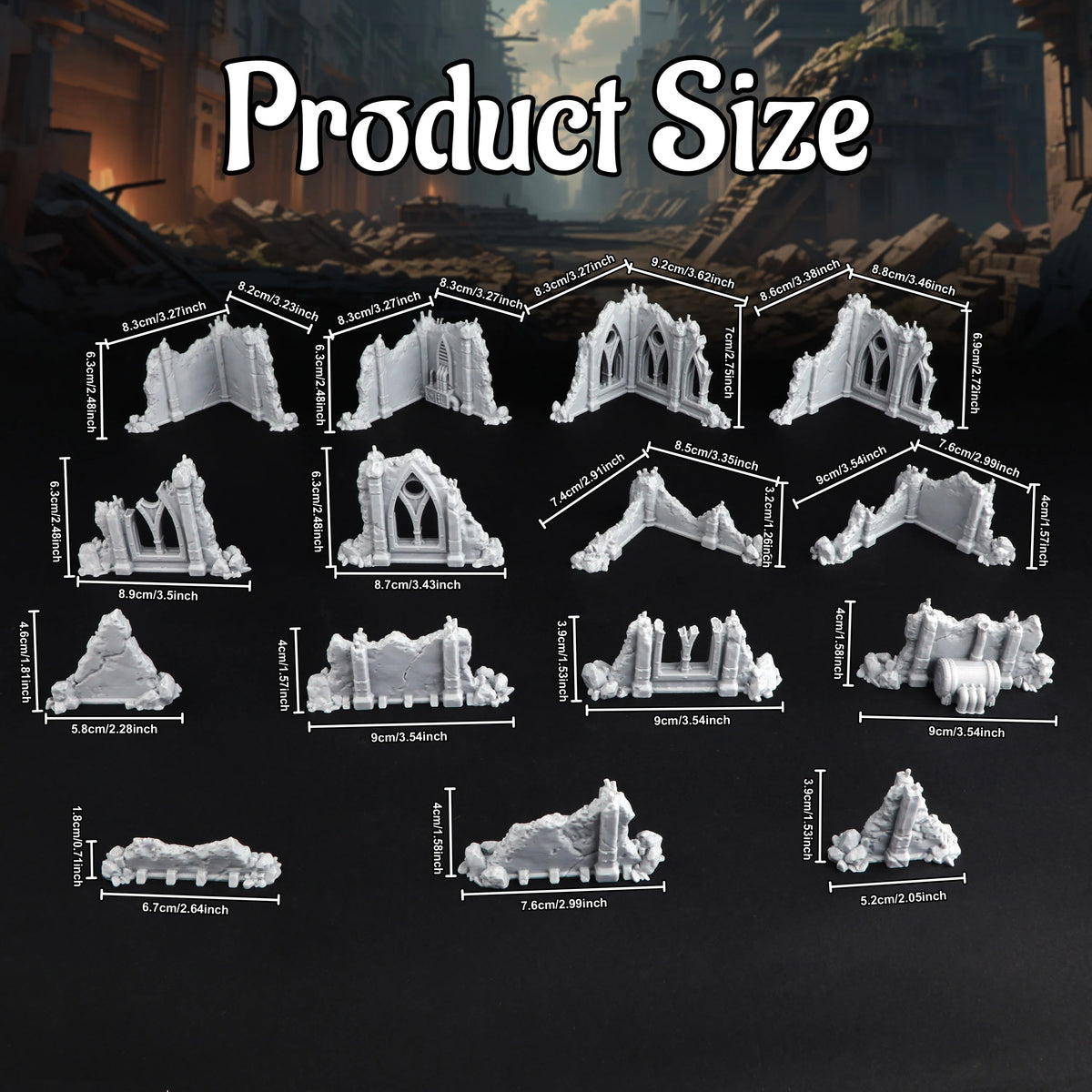Sci-Fi Ruins of the Empire Terrain Set for 25-28mm Miniatures - Battlefield Ruins for Tabletop TTRPG Role-Playing Games