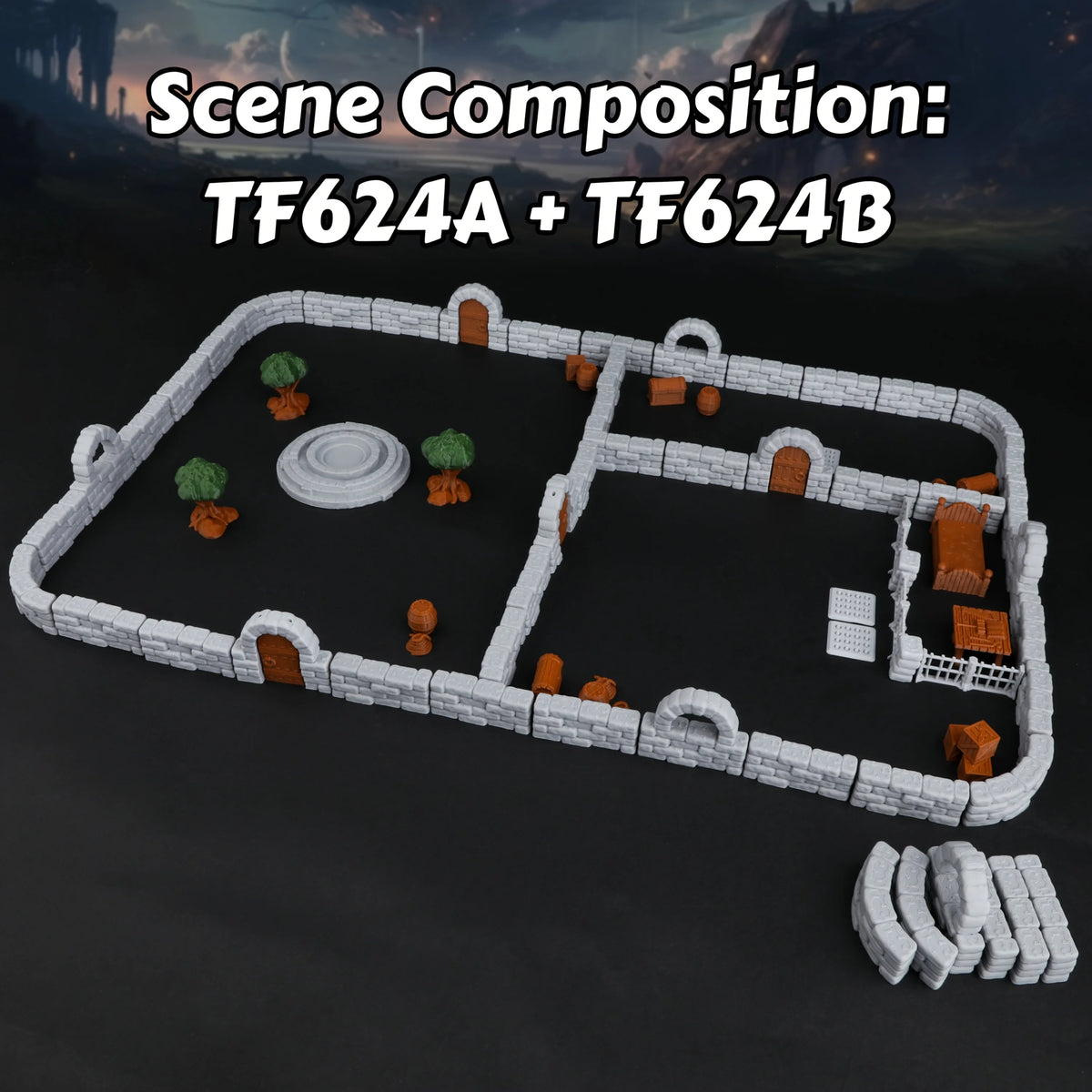 Expandable Modular Dungeon Wall Terrain Set - Great for TTRPG Tabletop Role Playing Games And Gaming Additions