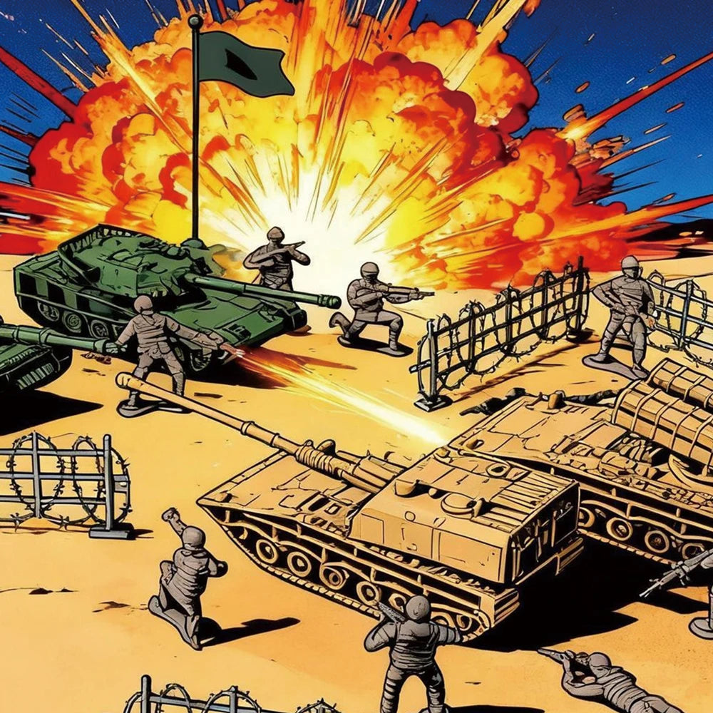 ViiKONDO Army Men Toy Military Adventure Playset Armored Forces Battlefield Tank Warship Soldier Figure Fun Wargame Colorful Box