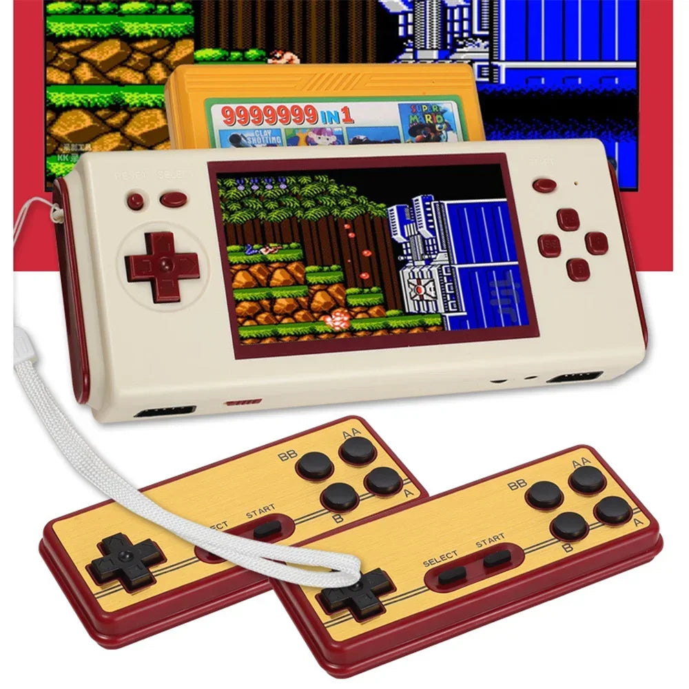 Handheld Game Console Nostalgic 4.3 Inch HD Large Screen Compatible With FC Yellow Multi Cartridge