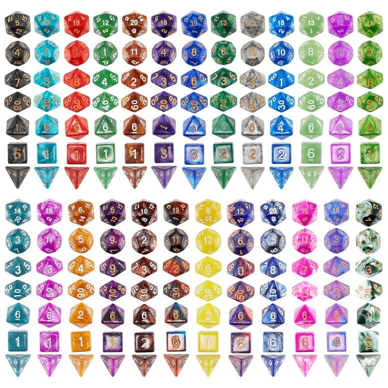 New Pearlescent Polyhedral RPG Dice Set 105/70/49/35/21/7Pcs Multicolor  Dice Role-Playing Board Games with Storage Pouches