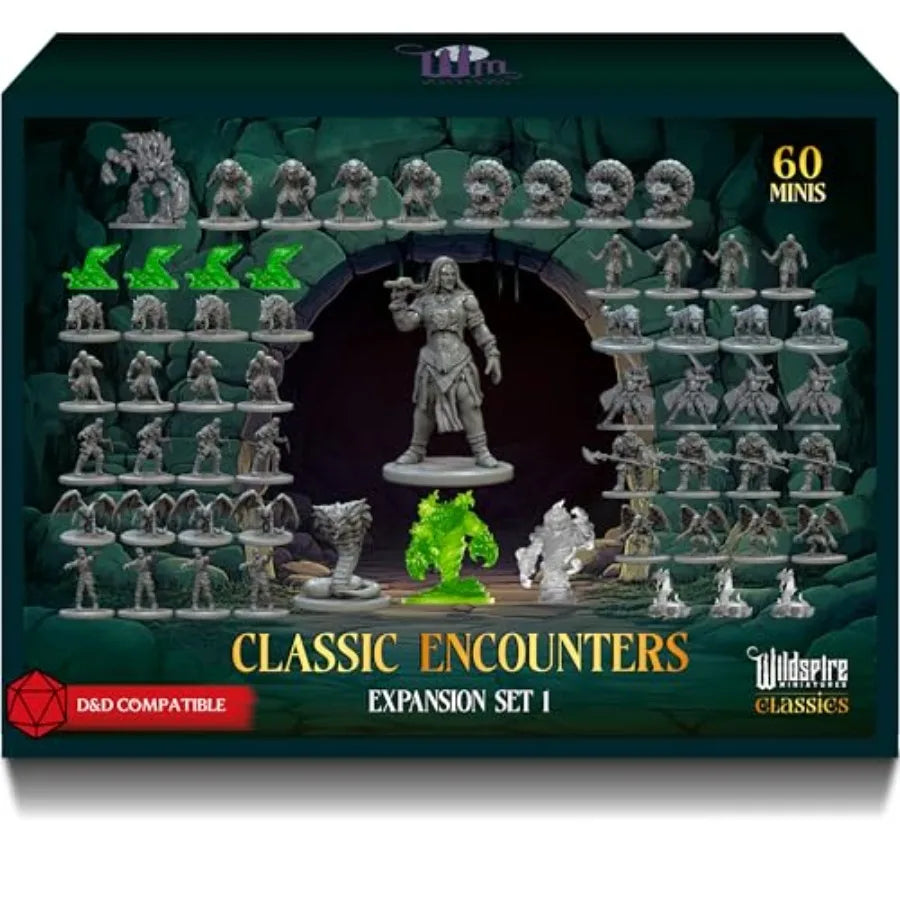 Classic Encounters - Expansion Set I - 60 Iconic DND Miniatures Bulk Monsters, Unpainted Tabletop RPG DND Minis,