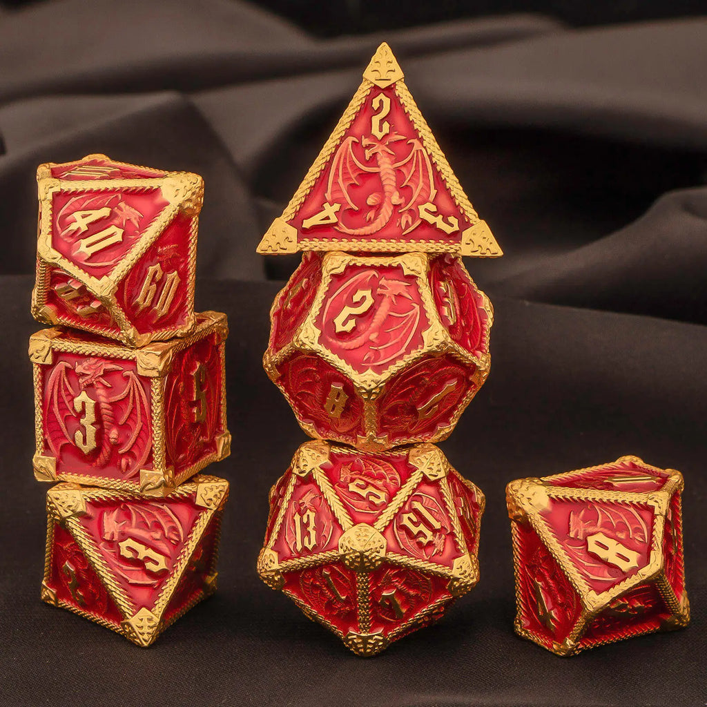Metal Dice Set, 7 Piece Polyhedral Role Playing RPG D and D Dice D20 D12 D10 D8 D6 D4