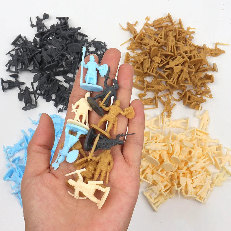 100PCS Military Playset Toy Soldiers 3CM Plastic Warrior Elite Force Action Figure Military Game Pieces Toy for Kid Playing Gift