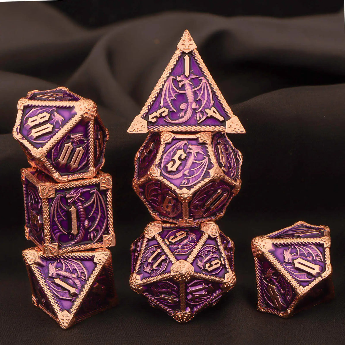 Metal Dice Set, 7 Piece Polyhedral Role Playing RPG D and D Dice D20 D12 D10 D8 D6 D4