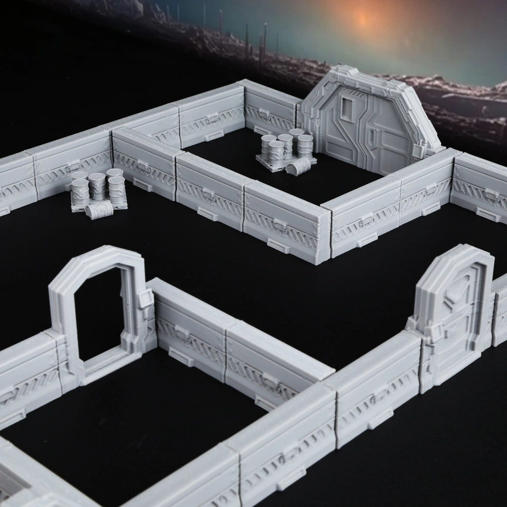 Sci-Fi Space Port & Space Station Miniature Terrain Set – Interstellar Theme TTRPG Accessory for Tabletop Role Playing Games
