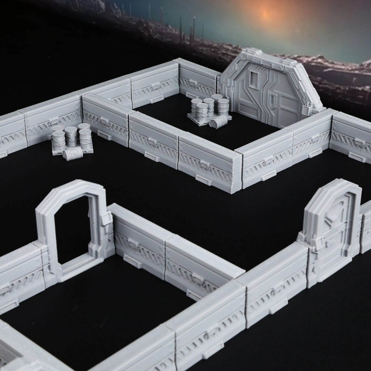 Sci-Fi Space Port & Space Station Miniature Terrain Set – Interstellar Theme TTRPG Accessory for Tabletop Role Playing Games