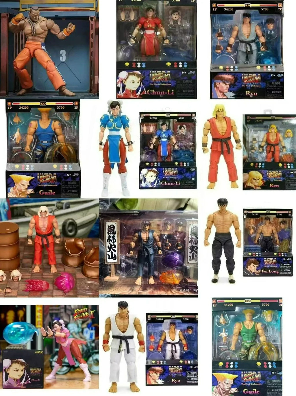 Jada Toys Ultra Street Fighter II M.Bison Dhalsim Violent Ken RYU Guile 6" Inch
