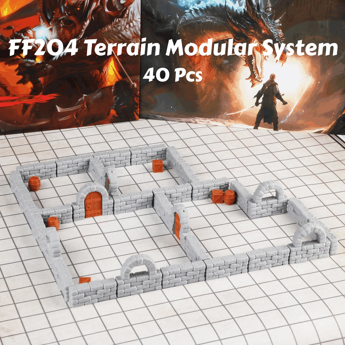28mm Dungeon Walls Miniature Terrain Modular System, Terrain Building Accessories for Tabletop RPG Role Playing Game Scenes