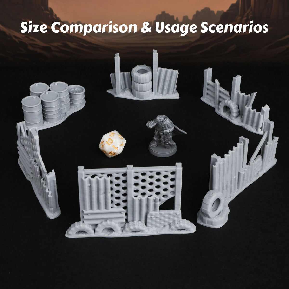 Miniatures Barricades Terrain Set TTRPG Scenery for Tabletop Role-Playing Board Games Compatible with Various Fantasy RPGs