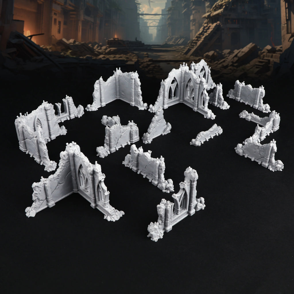 Sci-Fi Ruins of the Empire Terrain Set for 25-28mm Miniatures - Battlefield Ruins for Tabletop TTRPG Role-Playing Games