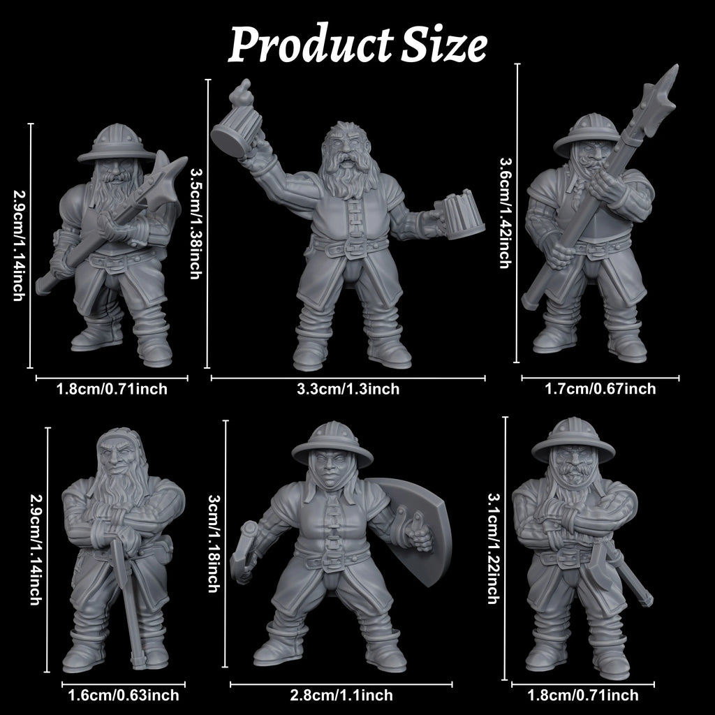 6Pcs RPG Dwarf Guards Set – Fantasy Figures for TTRPG Roleplay, Collectible Gift for Dwarf Kingdom Adventure & Terrain