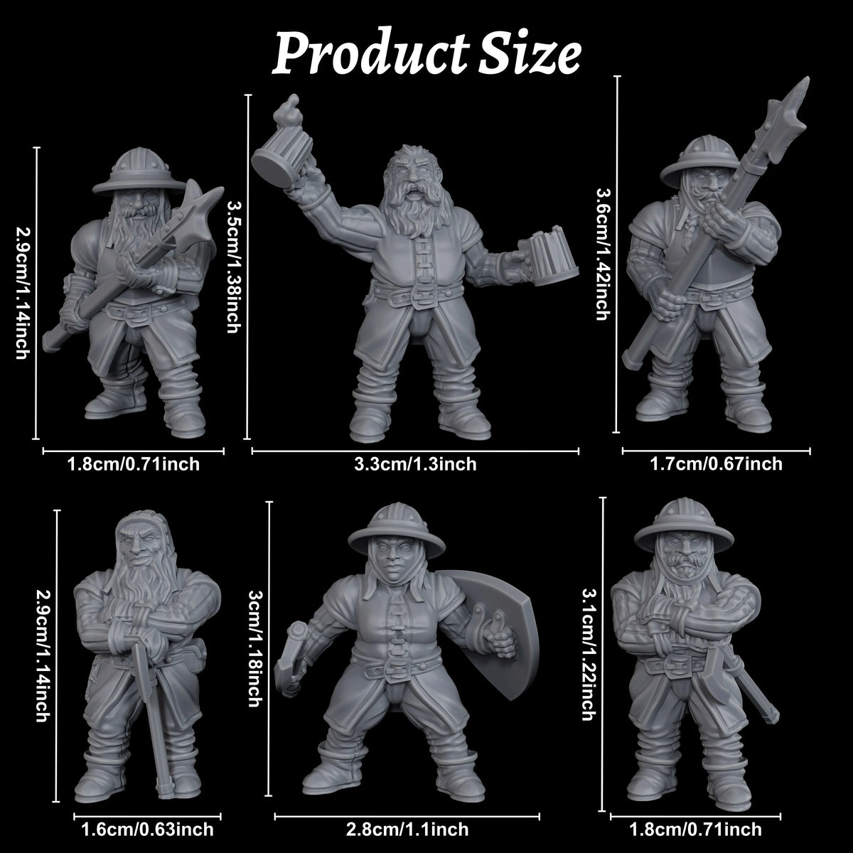6Pcs RPG Dwarf Guards Set – Fantasy Figures for TTRPG Roleplay, Collectible Gift for Dwarf Kingdom Adventure & Terrain