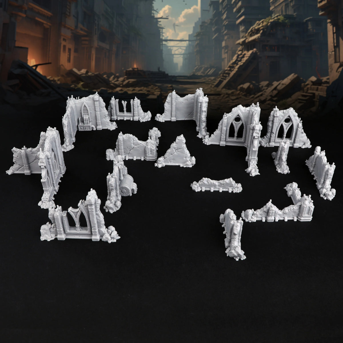Sci-Fi Ruins of the Empire Terrain Set for 25-28mm Miniatures - Battlefield Ruins for Tabletop TTRPG Role-Playing Games