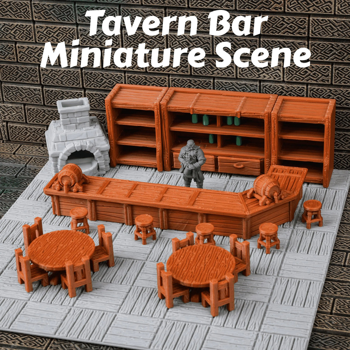 28mm TRPG Tavern Bar Furniture Miniature Terrain Set, Tabletop RPG Scenery Terrain for Fantasy RPG Game