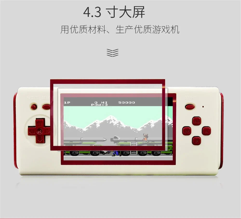 HG-938 4.3'' HD Wireless Red And White Handheld Game Console,Retro Game Player Compatible With FC Yellow Multi Cartridge