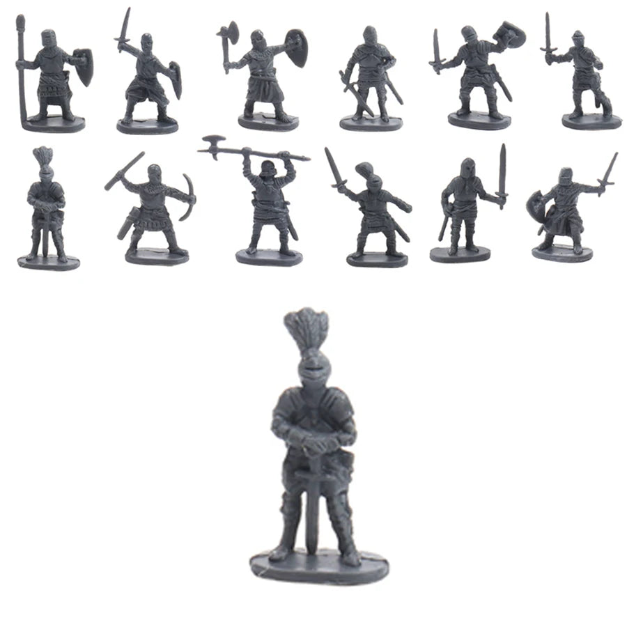 100pcs Medieval Knight Mini Figurines, Plastic with Multiple Poses