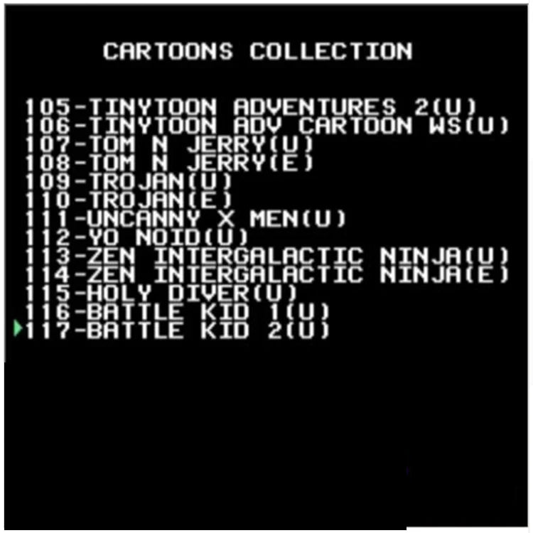 THE AFTERNOON CARTOONS COLLECTION 117 in 1 Game Cartridge for NES Consoles