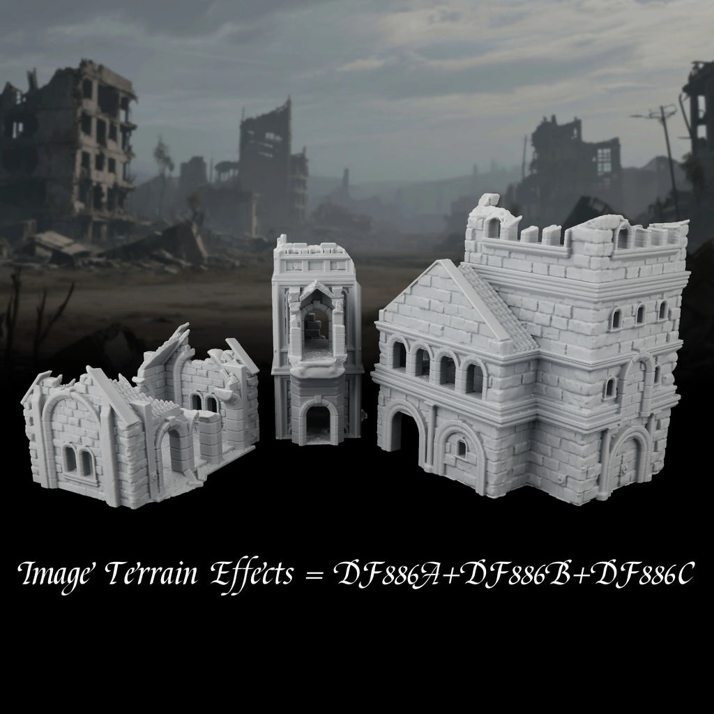 RPG Miniatures Ruins Building Terrain Set - Medieval DND Terrain for Abandoned City, Worn House Miniature Terrain, TTRPG Gift