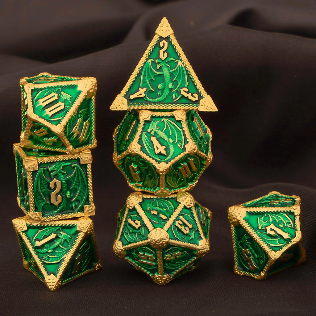 Metal Dice Set, 7 Piece Polyhedral Role Playing RPG D and D Dice D20 D12 D10 D8 D6 D4