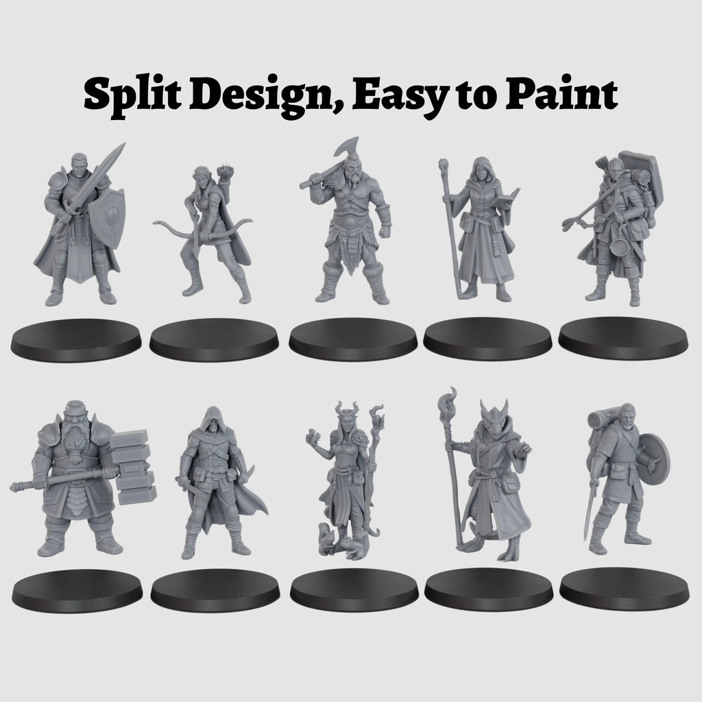 Fantasy Expedition Heroes Miniature Set - 25mm TTRPG Figures, for Fantasy Quests & Dungeonsn