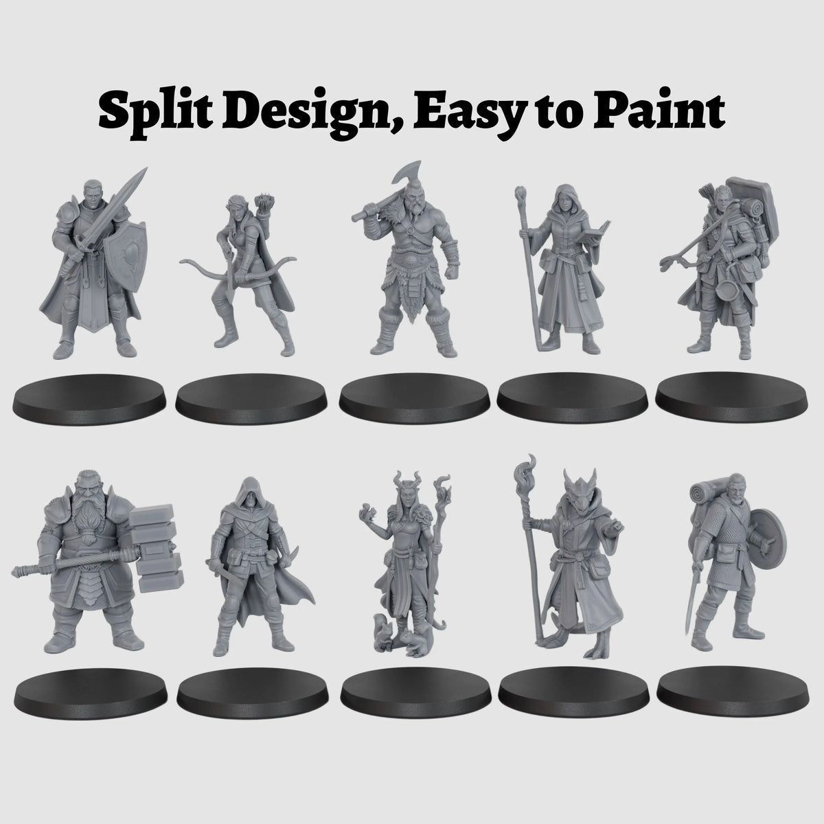 Fantasy Expedition Heroes Miniature Set - 25mm TTRPG Figures, for Fantasy Quests & Dungeonsn