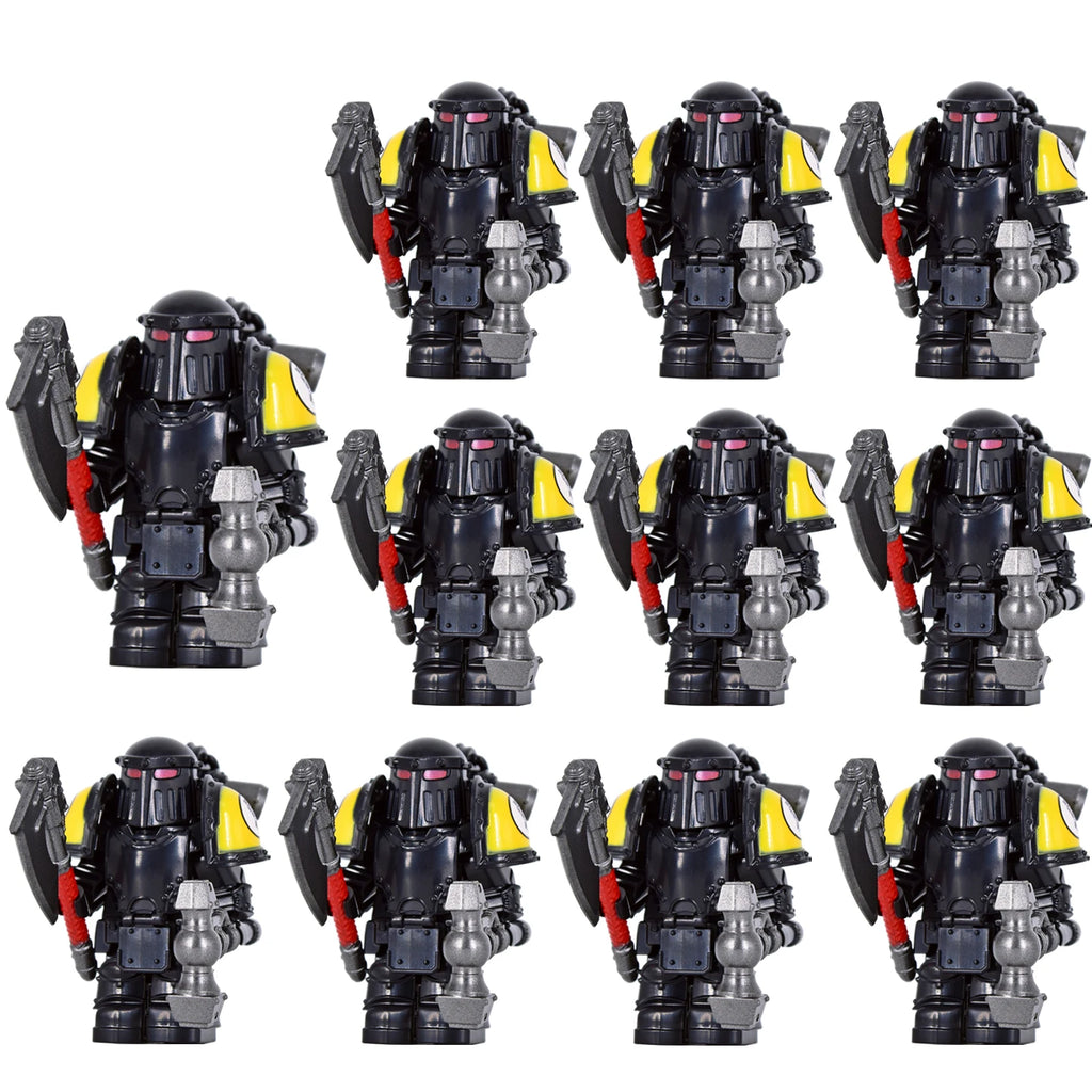 11pcs Medieval Soldiers Mini Action Knights Bracket Model Figures Weapons Robots Mecha Building Blocks Bricks Toy