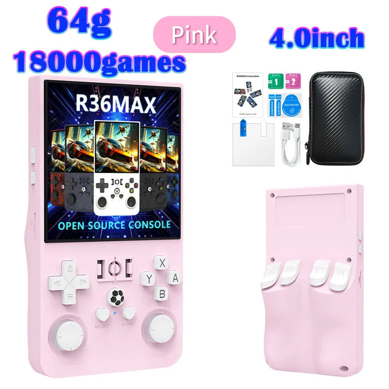 R36MAX Game Console 64GB 128GB 18000+GAMES Linux System 4.0 inch