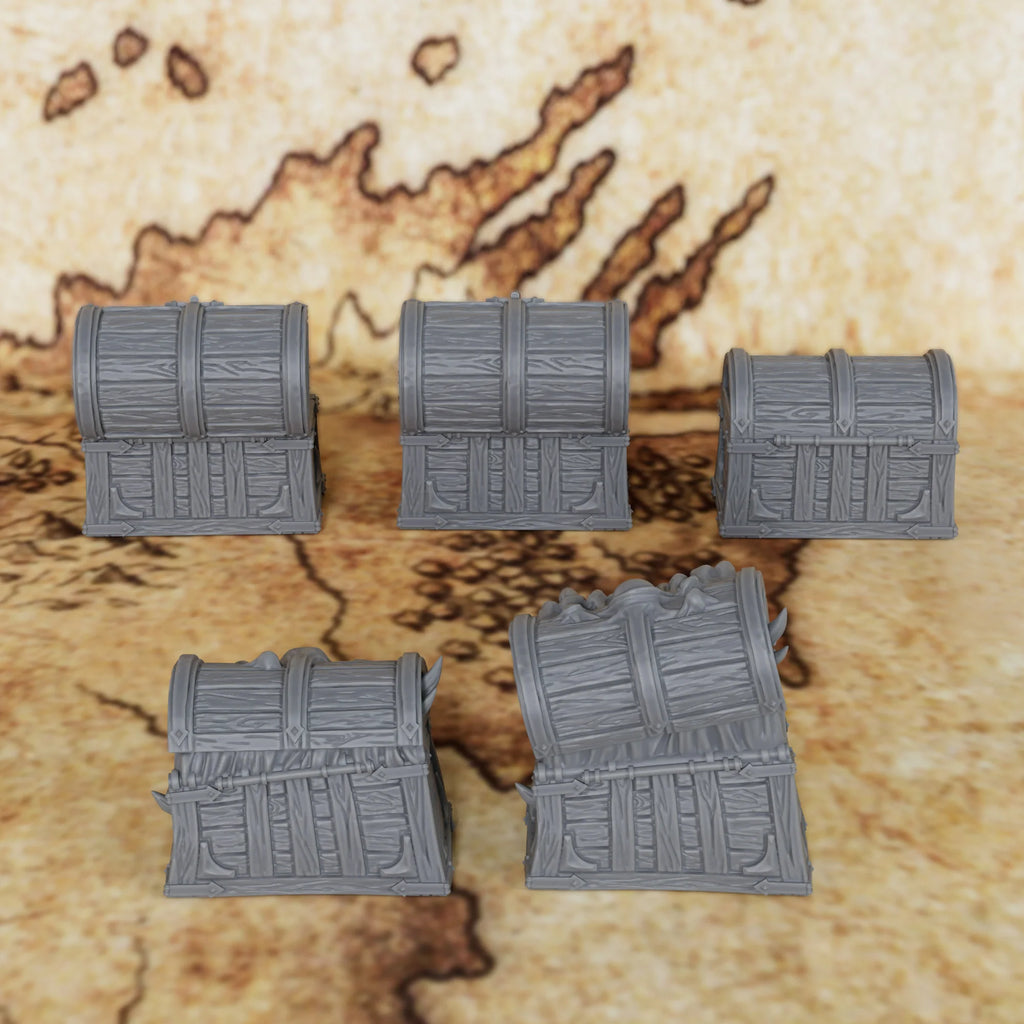 RPG Mimic Chest Miniature Model Set, Fantasy TTRPG Accessory, Hidden Monster Treasure Box for Tabletop Role Play Game Scenes