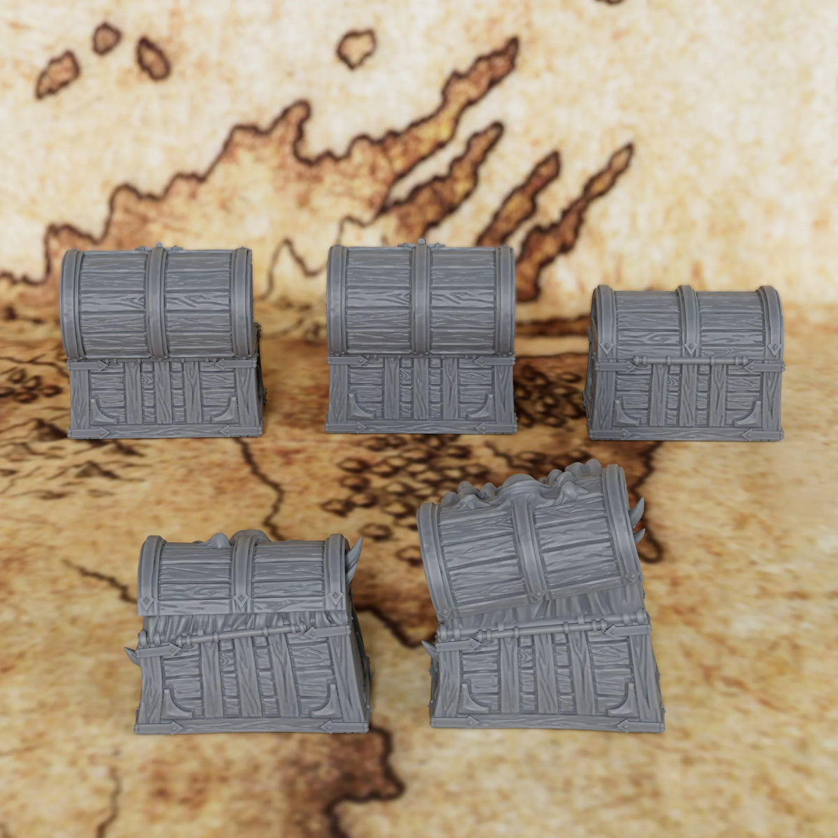 RPG Mimic Chest Miniature Model Set, Fantasy TTRPG Accessory, Hidden Monster Treasure Box for Tabletop Role Play Game Scenes