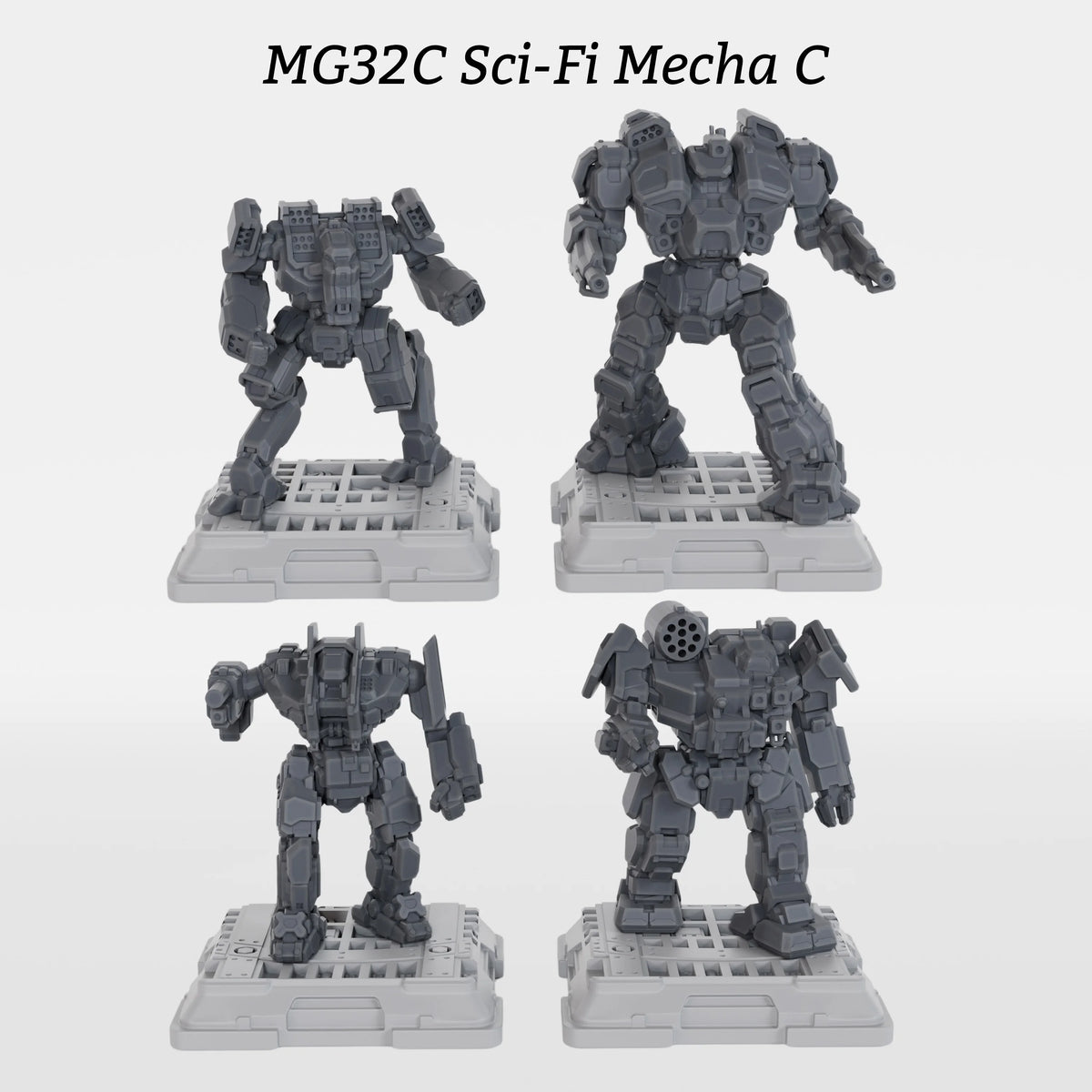 Sci-Fi Mecha Miniature Set, Futuristic Robot TTRPG Miniature Figures