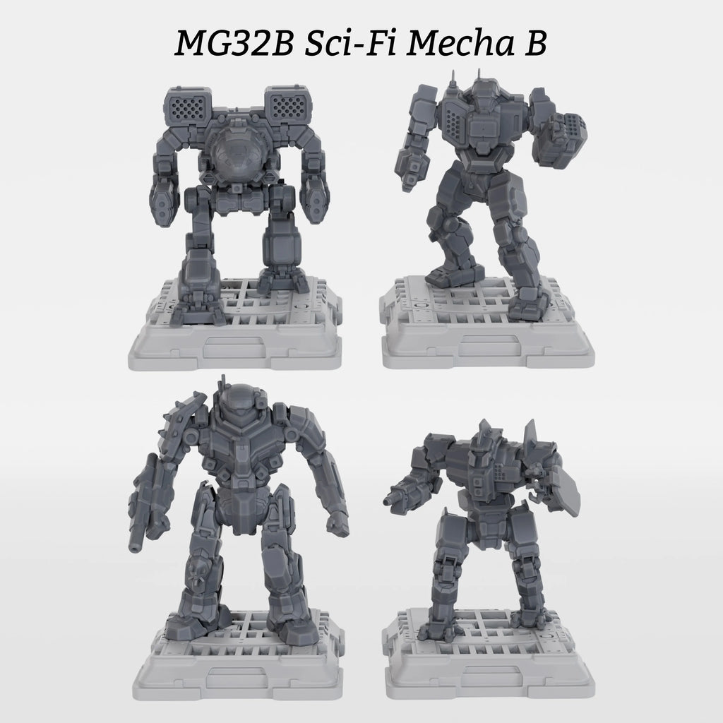 Sci-Fi Mecha Miniature Set, Futuristic Robot TTRPG Miniature Figures