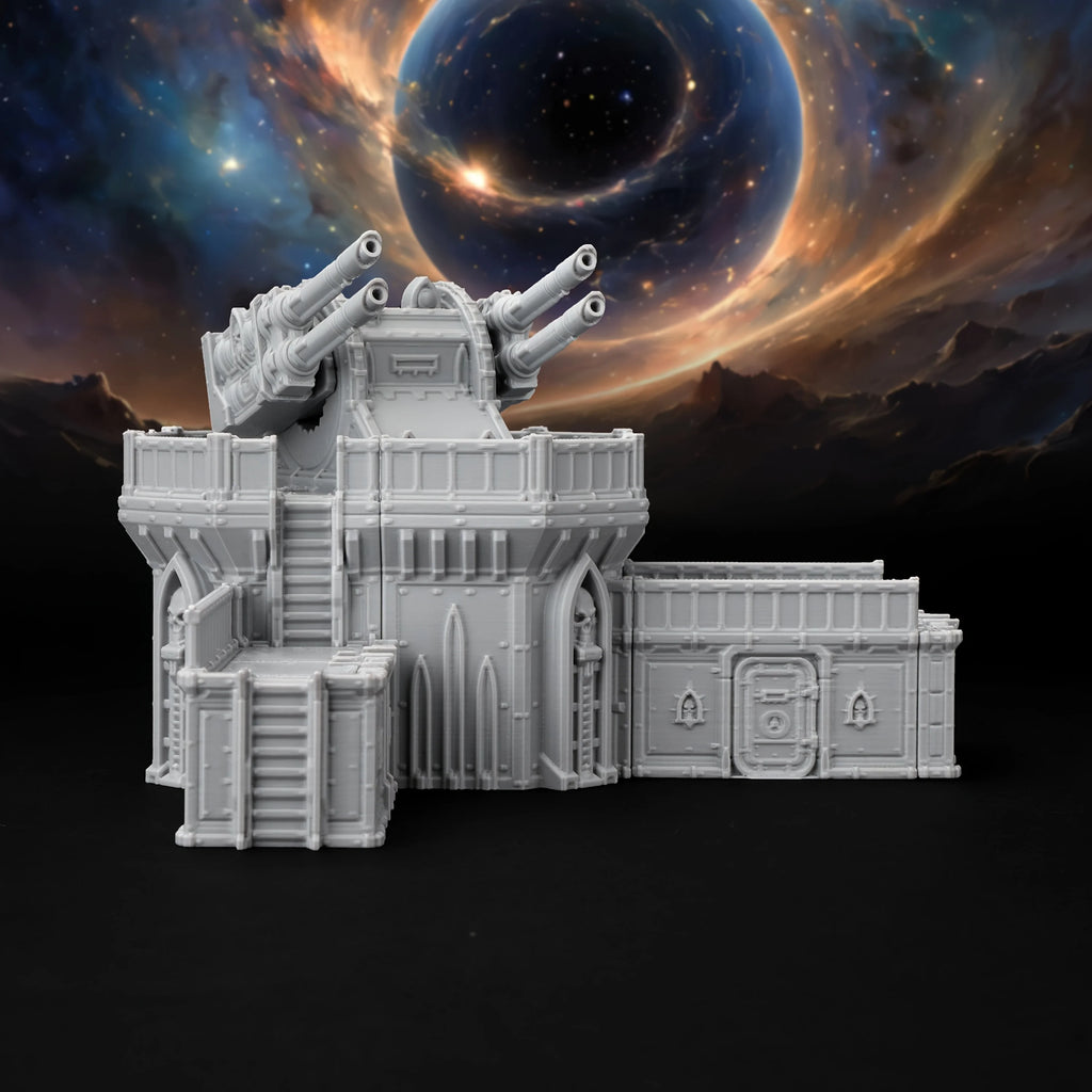Modular Sci-Fi Defense Turret Miniature Model for RPG Terrain Space Battlefields, Expandable Sturdy Miniature for TTRPG