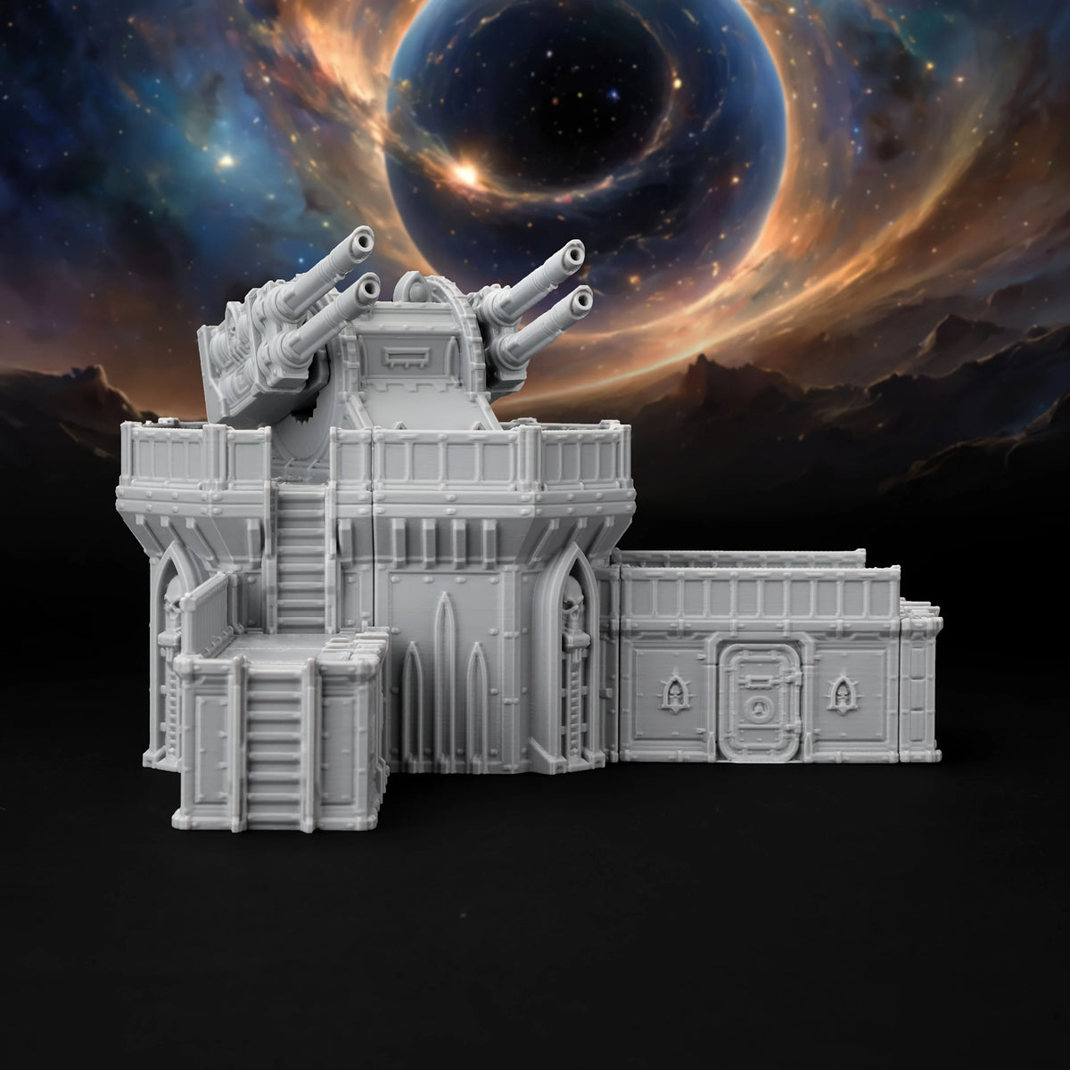 Modular Sci-Fi Defense Turret Miniature Model for RPG Terrain Space Battlefields, Expandable Sturdy Miniature for TTRPG