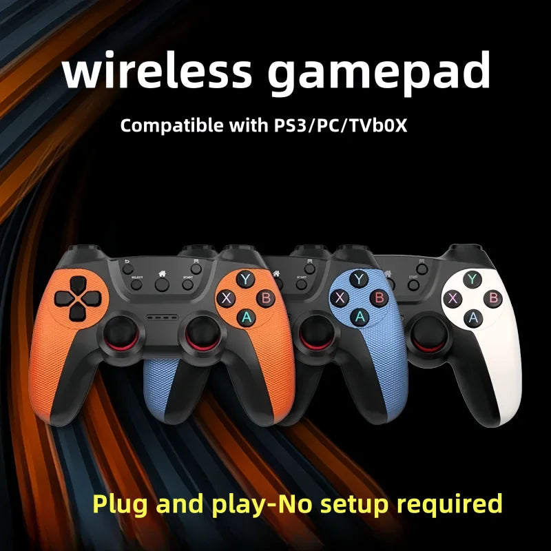 Wireless Game Controller, Plug and Play Gamepad with Dual Vibration & Turbo Burst Function, Ergonomic Anti-Slip Joystick Compatible with PS3, PC, Smart TV, TV Box