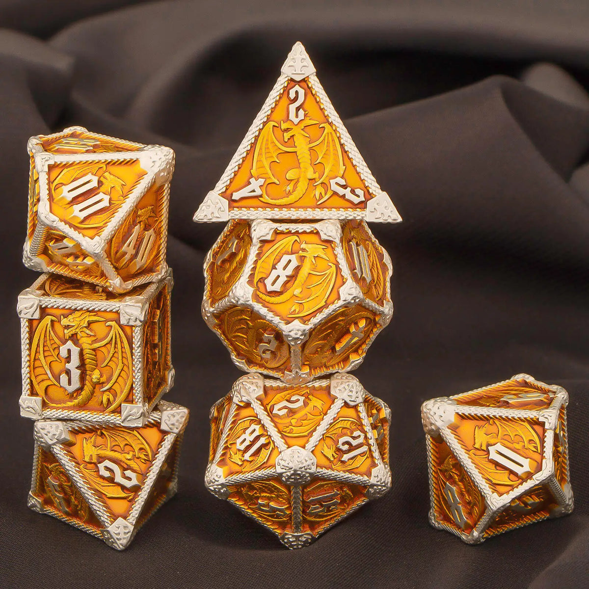 Metal Dice Set, 7 Piece Polyhedral Role Playing RPG D and D Dice D20 D12 D10 D8 D6 D4