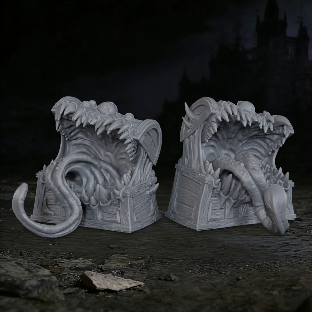 2 Pcs Mimic Miniatures - Resin Trap Creature Terrain Props, Ideal for Fantasy TTRPG Roleplayings, Creative Gifting