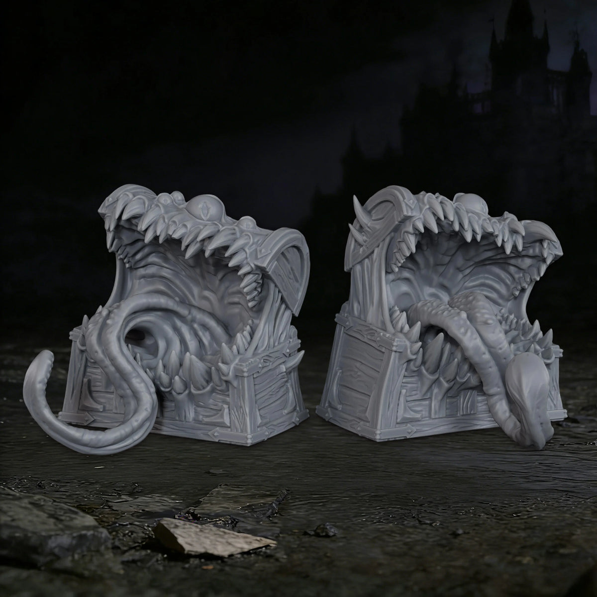 2 Pcs Mimic Miniatures - Resin Trap Creature Terrain Props, Ideal for Fantasy TTRPG Roleplayings, Creative Gifting