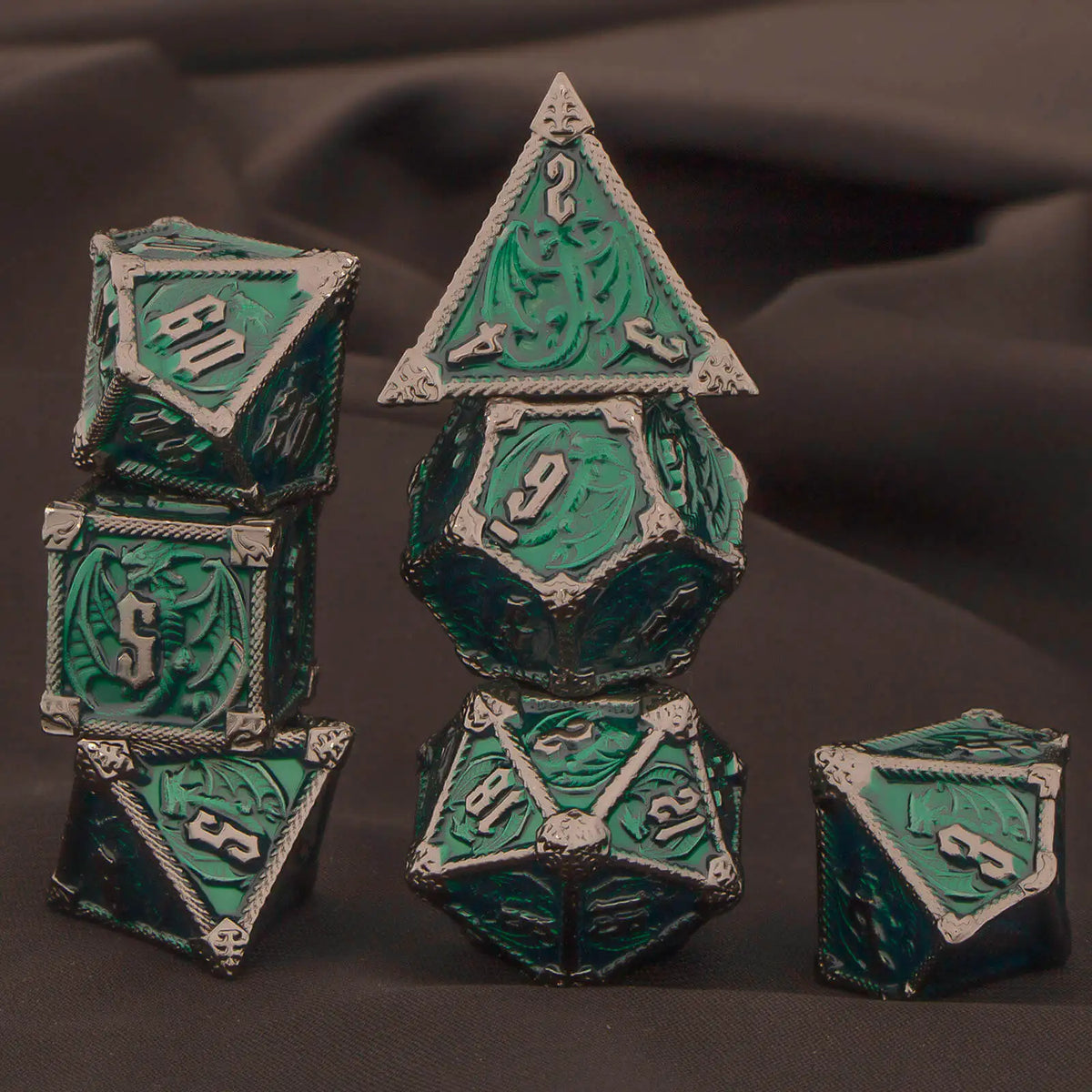 Metal Dice Set, 7 Piece Polyhedral Role Playing RPG D and D Dice D20 D12 D10 D8 D6 D4
