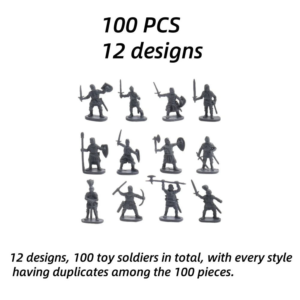 100PCS Military Playset Toy Soldiers 3CM Plastic Warrior Elite Force Action Figure Military Game Pieces Toy for Kid Playing Gift