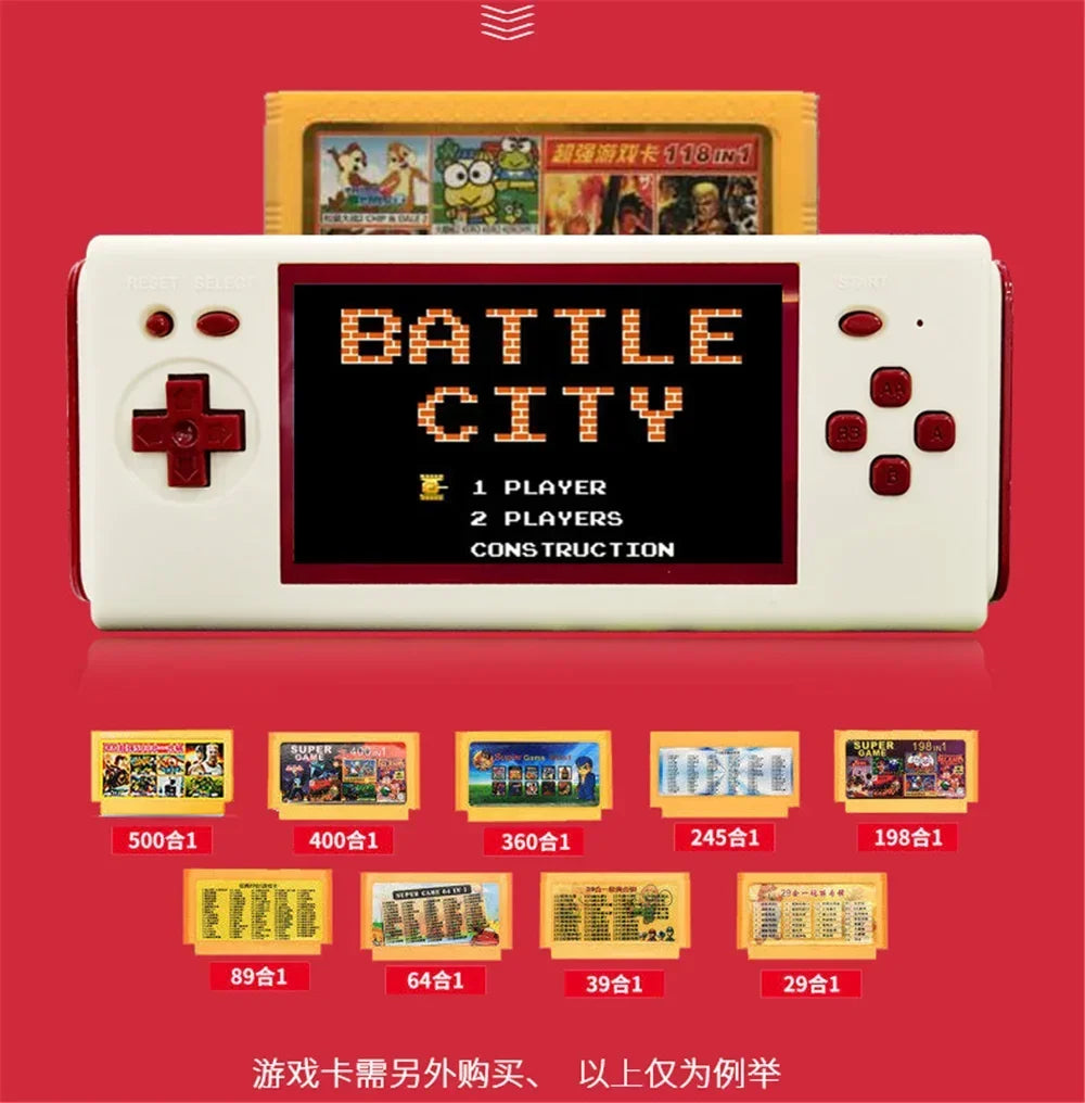 Handheld Game Console Nostalgic 4.3 Inch HD Large Screen Compatible With FC Yellow Multi Cartridge