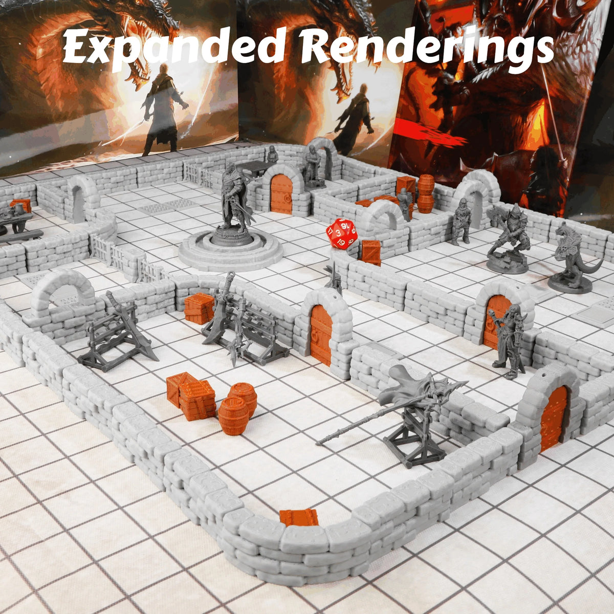 28mm Dungeon Walls Miniature Terrain Modular System, Terrain Building Accessories for Tabletop RPG Role Playing Game Scenes